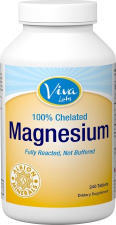 Viva Labs Magnesium Bisglycinate Chelate: Highest Level of Absorption, 200mg Elemental Magnesium per Serving, 240 Tablets