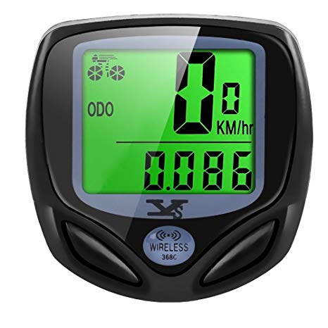 Y&S Bike Computer Wireless Waterproof Cycling Computer Automatic Wake-up Multifunctions Bicycle Speedometer Odometer Backlight LCD Display-Tracking Distance Avs Speed Time