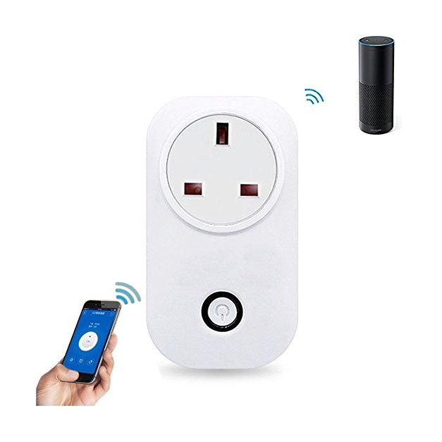 Intelligent WiFi Smart Plug Socket - Turn ON/OFF Electronics From Anywhere Wireless Remote Control Timing Function For Household Appliances, Free IOS / Android App, Works with Amazon Alexa, No Hub Required, UK Plug, Security, Energy Saving