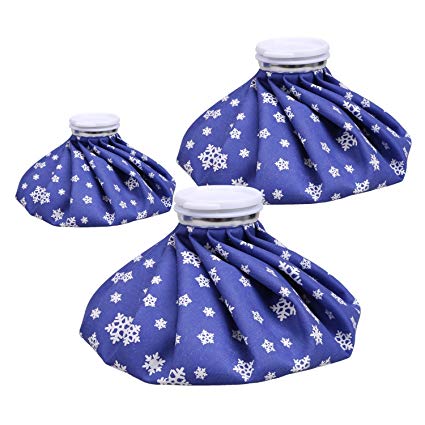 Ice Bag, BELLESTYLE 3 Pack (11" 9" 6") Reusable Hot & Cold Therapy Pack for Fast First Aid Sports Injuries Pain Relief and to Reduce Swelling, Deep Blue Snowflake
