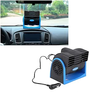 Car Silent Air Fan, Universal 12V Electric Car Mini Fan Adjustable Speed Silent Air Fan with Cigarette-Lighter Plug for Truck RV SUV ATV, 6.5 x 5.1in