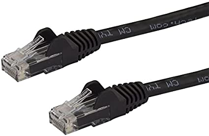 StarTech.com 1ft CAT6 Ethernet Cable - Black CAT 6 Gigabit Ethernet Wire -650MHz 100W PoE RJ45 UTP Network/Patch Cord Snagless w/Strain Relief Fluke Tested/Wiring is UL Certified/TIA (N6PATCH1BK)