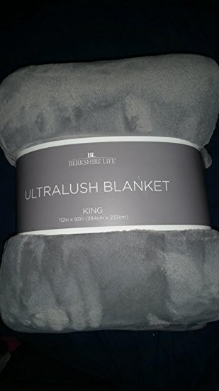 Berkshire Life 112 by 92 inch King Size Gray Ultra Plush Blanket 10,000   sq inches