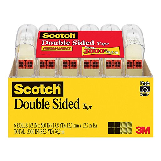 Scotch Double Sided Tape, 1/2" x 500", 6pk Tape Dispenser and Tape 2 pack