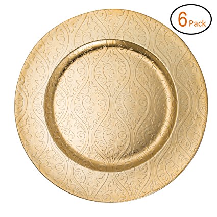 Fantastic:)™ Round 13"x13" Charger Plates with Eletroplating Finish (6, Moslem Gold)