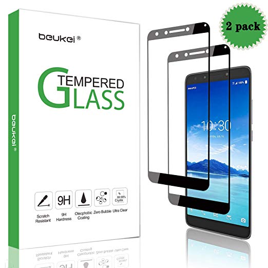 (2 Pack) Beukei for Alcatel 7 / 6062W / Alcatel Revvl 2 Plus Screen Protector Tempered Glass, Drop Defence,Anti Scratch,Anti-Fingerprint, Bubble Free, for Alcatel 7 Folio Lifetime Replacement Warr