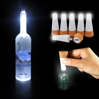 HOTOR Rechargeable Shaped Wine Bottle Light Cork - LED USB Powered(6 Pack)