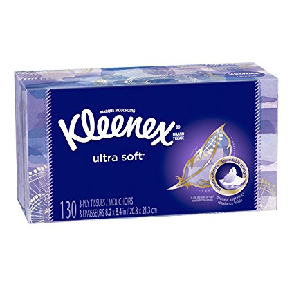 Kleenex Ultra Soft & Strong Facial Tissues, 130 Tissues per Flat Box, 8 Pack