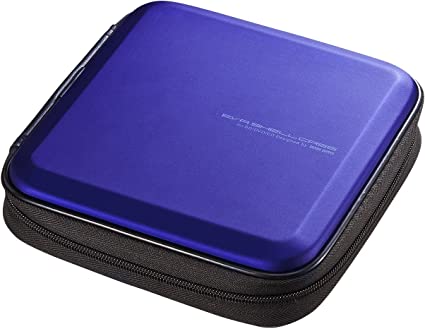 SANWA (Japan Brand) 24 Capacity CD Case, Portable DVD/VCD Storage, EVA Protective Blu-ray Wallet, Binder, Holder, Booklet for Car, Home, Office, Travel (Blue)