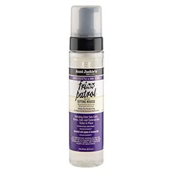 Aunt Jackie's Grapeseed Style and Shine Recipes Frizz Patrol Anti-Poof Setting Hair Mousse, Sets Curly Hair Styles in Place, 8.5 Fl Oz