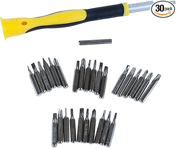 Jacent 31 Piece Magnetic Screwdriver Set With 1 Magnetic Drive Guide Socket and 30 Bits of Various Sizes - 1 Set