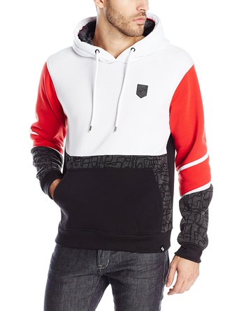 Southpole Men's Hooded Pull Over Fleece with All Over Geometric Prints