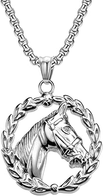 HIJONES Men's Stainless Steel Horse Head Pendant Necklace Rock Punk Animal Jewelry