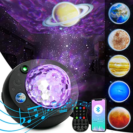 2021 Star Projector, Balee Galaxy Projector with 9 Planets, 3 in 1 Ocean Wave Galaxy Starry Night Light Projector for Bedroom Ceiling, with Remote Control/Bluetooth Music Player Galaxy Light Projector