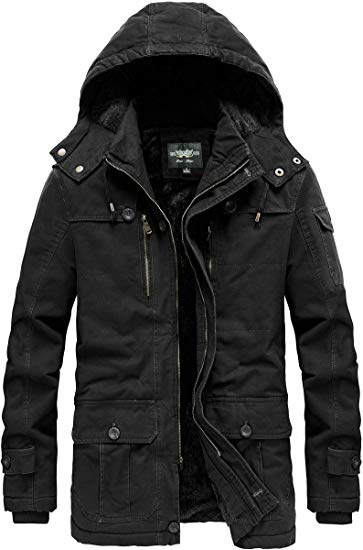 JYG Men's Winter Thicken Military Parka Jacket with Removable Hood