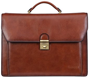 Banuce Men's Leather Professional Briefcase Shoulder Attache Case Laptop Bag