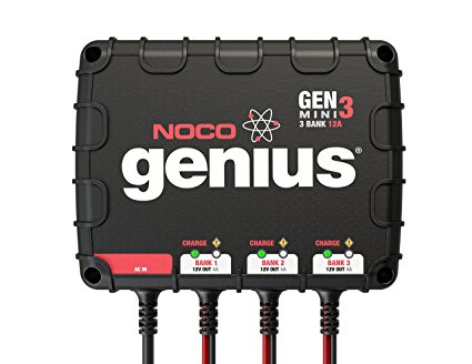 NOCO Genius GENM3 12 Amp 3-Bank Waterproof Smart On-Board Battery Charger