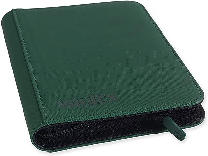 Vault X Premium Exo-Tec® Zip Binder - 4 Pocket Trading Card Album Folder - 160 Side Loading Pocket Binder for TCG (Green)