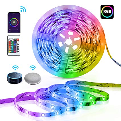 Alexa LED Lights Strips 5M, TECKIN Smart WiFi Control Colour Changing Strip Lights, RGB SMD 5050 Flexible LED Lights Apply for Home Kitchen, Bedroom and Party Decoration (Only Support 2.4G WiFi)