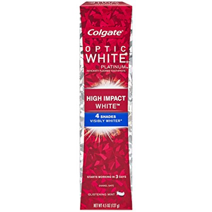 Colgate Optic White Platinum High Impact White Toothpaste, Glistening Mint, 4.5 Ounce  (Pack of 6)