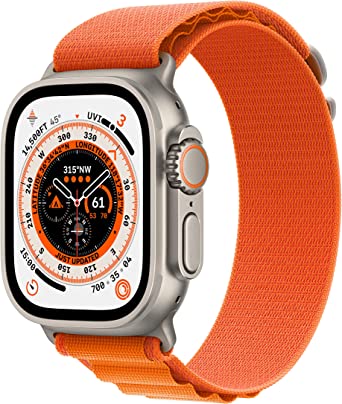 Apple Watch Ultra [GPS   Cellular 49mm] Smart Watch w/Rugged Titanium Case & Orange Alpine Loop Medium. Fitness Tracker, Precision GPS, Action Button, Extra-Long Battery Life, Brighter Retina Display