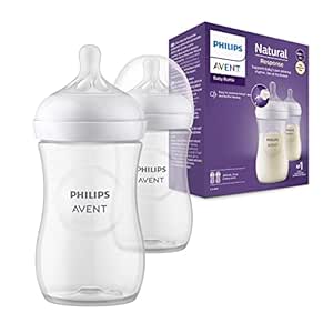 Philips Avent Natural Response Baby Feeding Bottle - 260ml Baby Milk Bottle Pack of 2, BPA Free for Babies 1 Month  Teat, (Model SCY903/02)