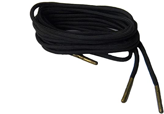 GREATLACES Coal Black 550 Round Nylon Paracord 5mm Thick Seven Nylon Inner Strands Boot Shoelaces with Crimped Metal Tips
