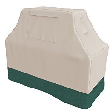 Pro Leisure Outdoor Professional Grade Heavy Duty BBQ Grill Cover by (Medium Size, Beige/Hunter Green)
