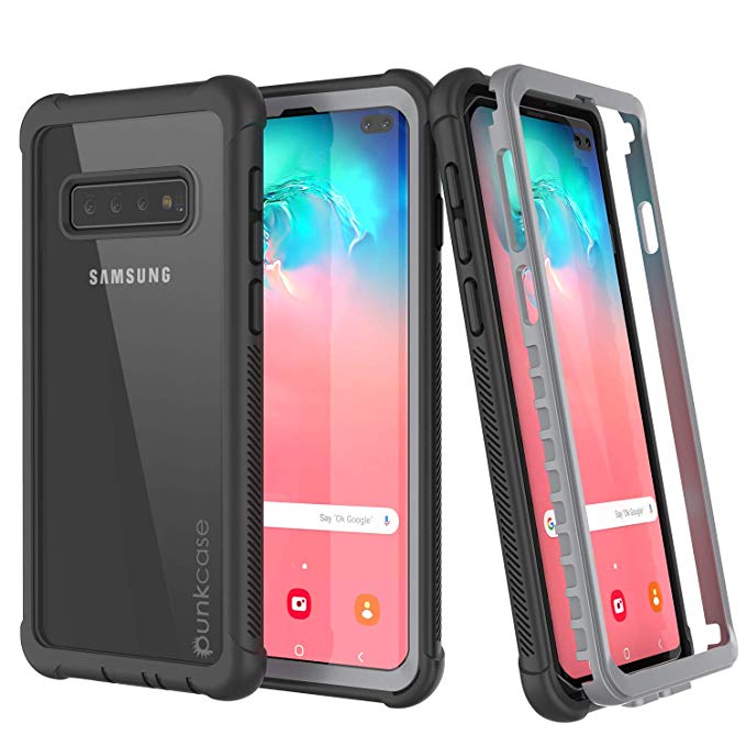 PunkCase Galaxy S10 Plus Case, [Spartan Series] Clear Rugged Heavy Duty Cover W/Built in Screen Protector | Ultra Slim 360 Full Body Protection Compatible W/Samsung Galaxy S10 Plus