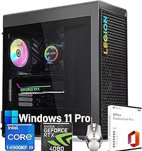 Lenovo Legion 7i Gen 8 Gaming Desktop Tower PC, Intel 24 Core i9-14900KF, NVIDIA GeForce RTX 4080 Super, 64GB DDR5,4TB SSD, 2TB HDD, Windows 11 Pro, Microsoft Office Lifetime, cefesfy Accessory Mouse