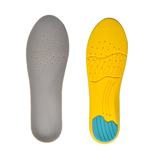 Unisex Memory Foam Shoes Insoles Orthotics Arch Supports Sport Athletic Insoles Pads Inserts Pain Relief Cut Your Own Size Yellow (M-(6-9))
