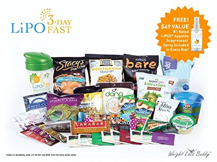 Lipo 3-Day Fast, Intermittent Fasting Weight Loss Eating Plan - Pre Measured Pre Calculated Portions - Includes Appetite Suppressant Spray