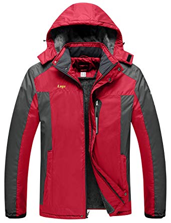Lega Mens Waterproof Insulated Fleece Ski Jacket Windproof Hooded Rain Jacket