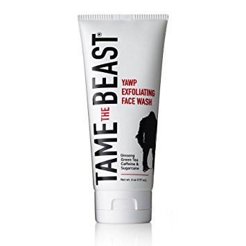 Men's Exfoliating Face Wash Tingle Facial Scrub with Peppermint, Ginseng, Green Tea, Caffeine, Pomegranate, Apple, Sugarcane, & Vitamin E - YAWP by TAME the BEAST