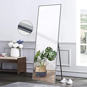 NeuType Full Length Mirror Standing Hanging or Leaning Against Wall, Large Bedroom Mirror Floor Mirror Dressing Mirror Wall-Mounted Mirror, Aluminum Alloy Thin Frame, Sapphire Color, 65"x22"
