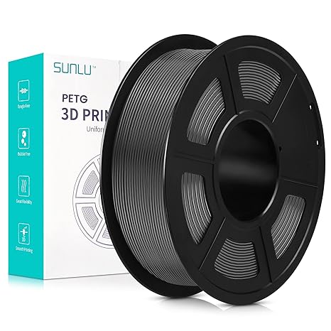 SUNLU 3D Printer Filament, Toughness PETG Filaments for 3D Printing, Neatly Wound Filament, High Strength, Better Flow of SUNLU No Clogging Premium PETG Filament 1.75  /- 0.02 mm, 1KG Spool, Grey