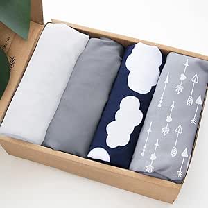 Baby Bassinet Sheets 4 Pack, Compatible with COWIEWIE, YADAQE, Jimglo, Cloud Baby, Ingenuity Bassinet, Ultra Soft & Skin-Friendly, Grey Print