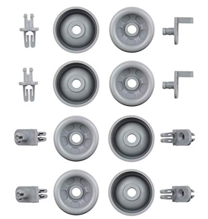 GE-Compatible Dishwasher Roller and Stud Assembly (16-piece Set); Replacement Kit for Dishwasher Lower Rack Wheels WD12X10136 and Studs WD12X10277