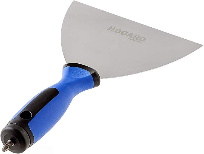 HOGARD Joint Filling Putty Knife with Built-in Screwdriver Drywall Stainless Steel Scraper Tool Made in EU, 5.9 inch (150 mm)