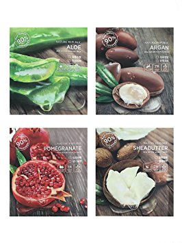 Nature Republic Aqua Gel (Hydrogel) Sheet Mask - 4 Variety Pack - Aloe / Argan / Shea Butter / Pomegranate