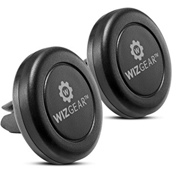 Magnetic Mount, WizGear [NEW 2 PACK] Universal Air Vent Magnetic Car Mount Phone Holder, for Cell Phones and Mini Tablets with Fast Swift-Snap Technology, - With 4 Metal Plates