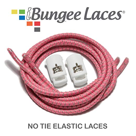 iBungee No Tie Shoelaces (Elastic) (With Shoe Lace Locks) - Premium Stretch Laces - Easy Installation, Sized For Perfect Fit, Highest Quality Bungee (Made in the USA)