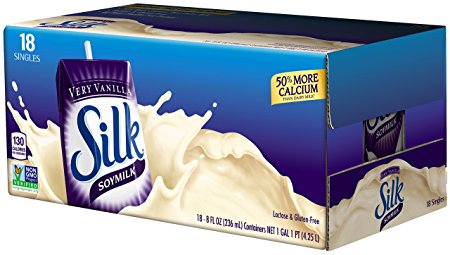 Silk Very Vanilla Soymilk Natural, 8-Ounce Containers (Pack of 18)