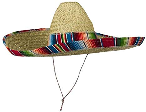 Jacobson Hat Company Mexican Sombrero Hat Adult Costume Spanish Fiesta Cinco de Mayo Festive Salsa,Multi-color,One Size