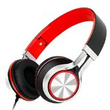 Sound Intone HD200 Stereo Lightweight Folding Headsets with Microphonecommunication HeadphonesComputer HeadphoneStretchable HeadbandRemote Control ButtonBass Headsetwith Soft Earpad Earphones for IphoneAll Android SmartphonesPcLaptopMp3mp4Tablet Earpieces Wired Music EarphoneBlack Red