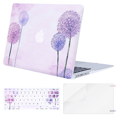 Mosiso Plastic Pattern Hard Case Shell with Keyboard Cover with Screen Protector for MacBook Air 13 Inch (Model: A1369 and A1466), Ultra Violet Dandelion