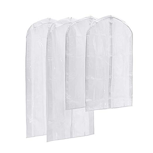 Magicfly Clear Garment Bag, Pack of 4 PEVA Suit Bags Full Zipper Garment Cover Bags for Clothing Storage, 2 Large (54''x24''x3''), 2 Medium (40''x24''x3'')