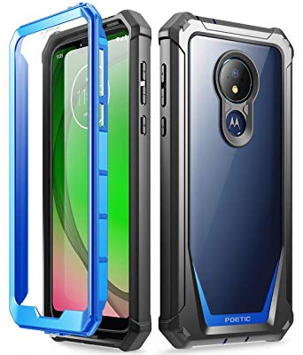 Moto G7 Power Case, Moto G7 Supra Case, Poetic Full-Body Rugged Clear Hybrid Bumper Case, Built-in-Screen Protector, Shock Proof Guardian Series, for Motorola Moto G7 Power/Moto G7 Supra, Blue