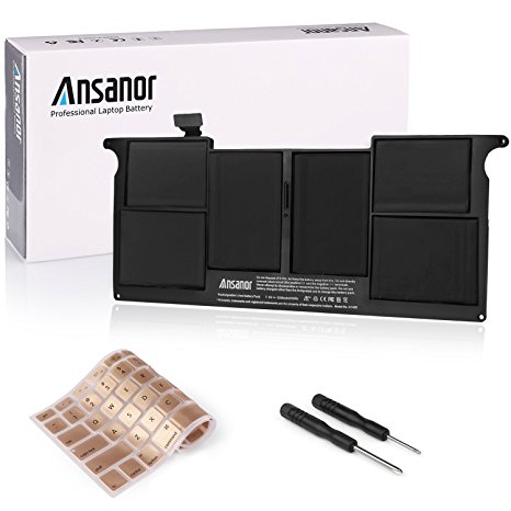 Ansanor 5200mAh New Laptop Battery For Apple Macbook Air 11" inch A1406 A1495 A1370 (Mid 2011) A1465 (Mid 2012,Mid 2013,Early 2014,Early 2015)   Keyboard Cover [ 7.6V 5200mAh] A1406