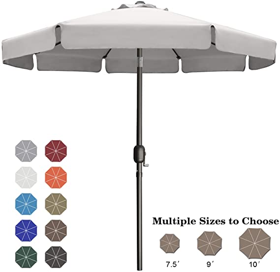 ABCCANOPY 9FT Outdoor Garden Table Umbrella Patio Umbrella Market Umbrella with Push Button Tilt for Pool Deck,Backyard and Garden. 13 Colors,8 Ribs Wave Edge,(Light Gray)